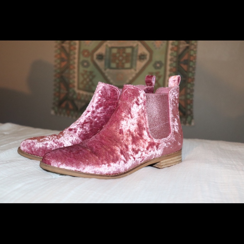 Pink Velvet Tom’s Booties